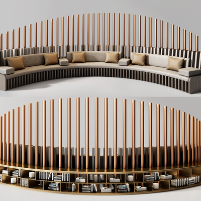  现代卡座弧形沙发su模型 