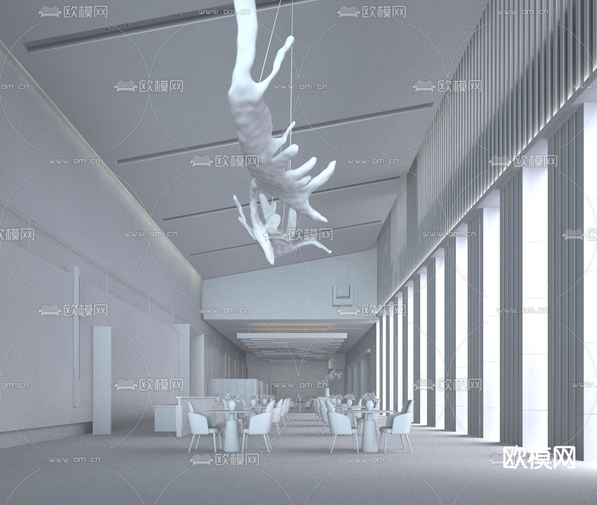 力思国际 现代售楼处洽谈区3d模型
