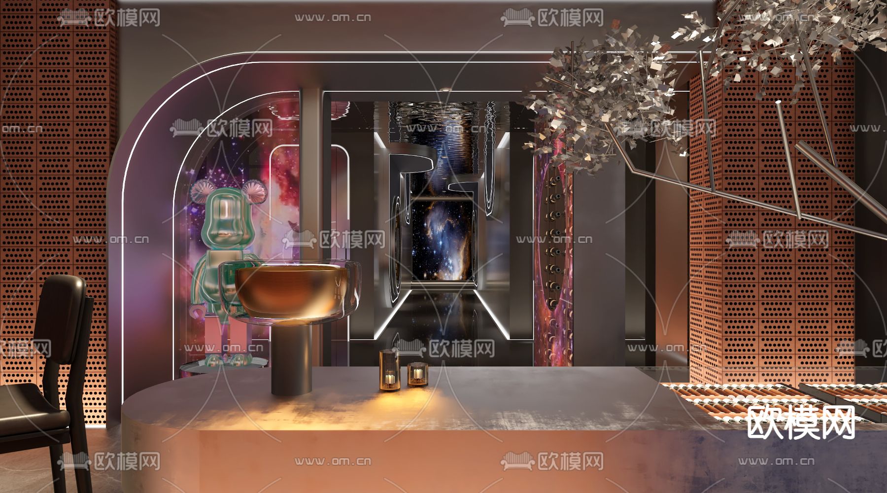 现代KTV酒吧大堂走廊3d模型下载（渲染图3）