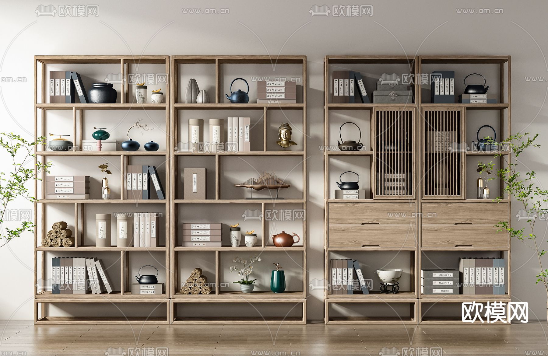 新中式博古架3d模型下载