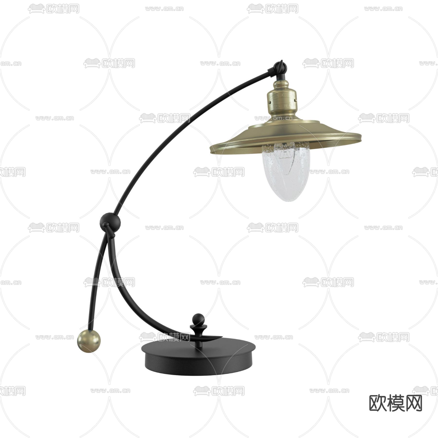 美式简约铁艺艺术台灯免费3d模型下载