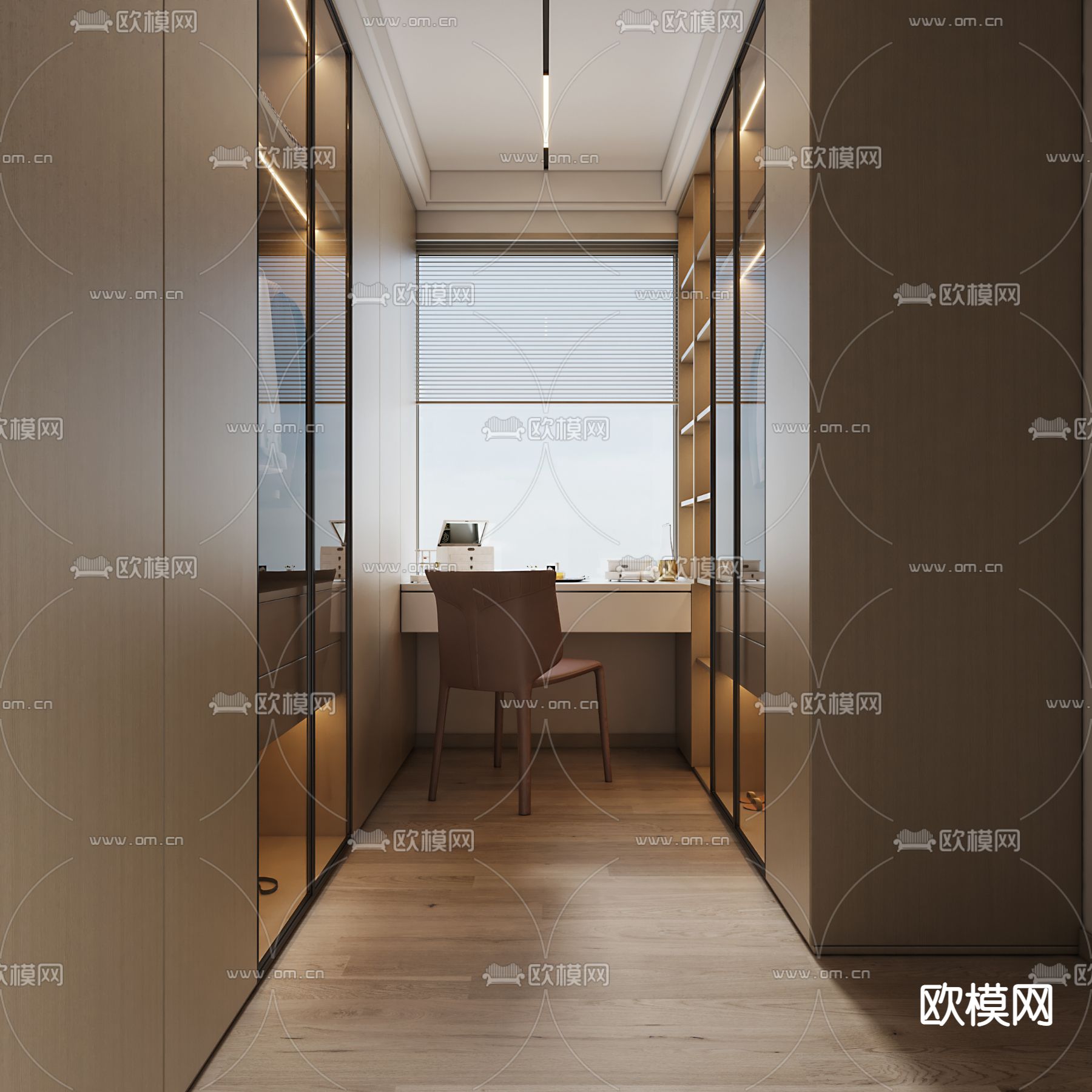 现代轻奢衣帽间3d模型下载