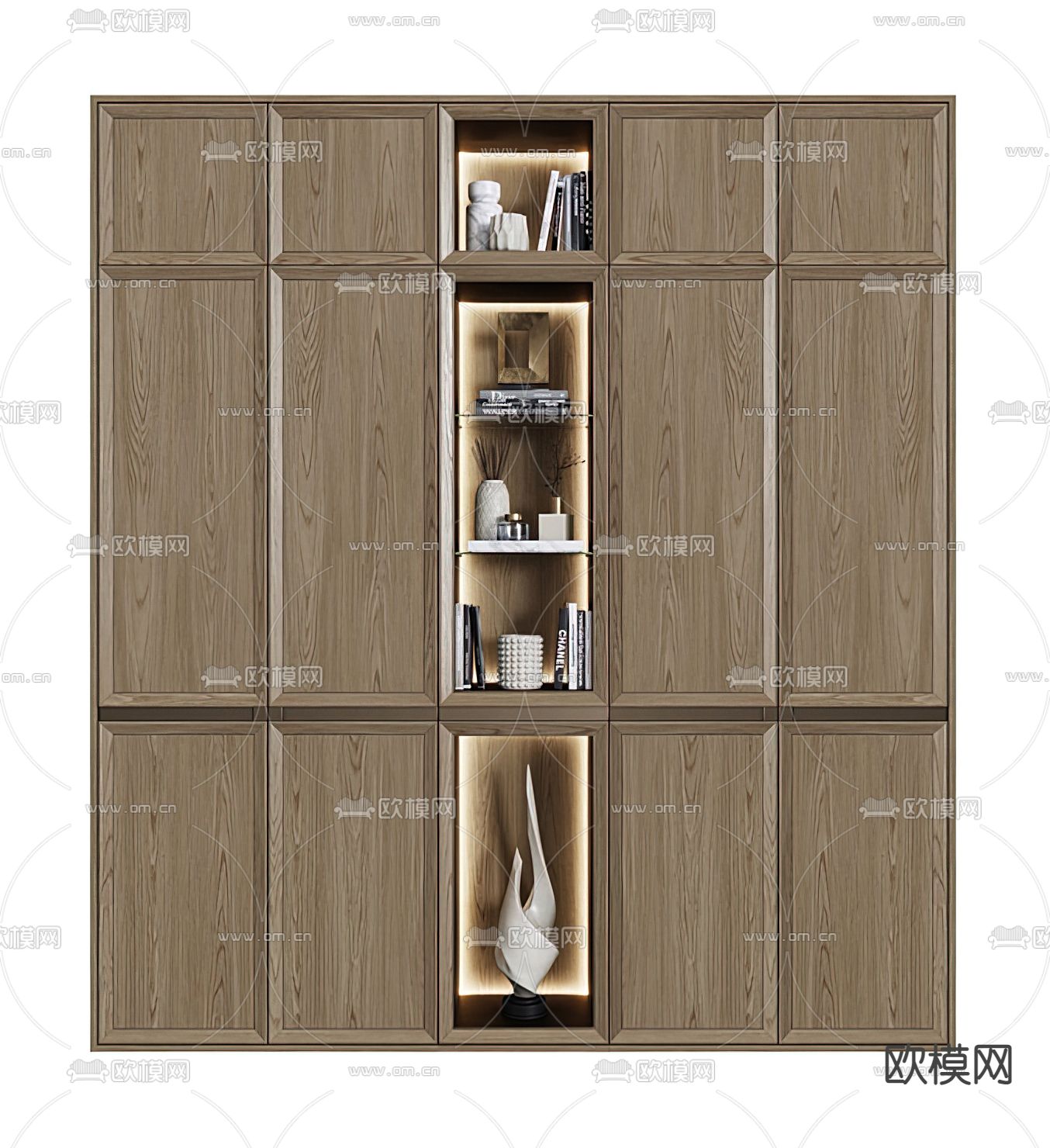 现代实木装饰柜3d模型下载