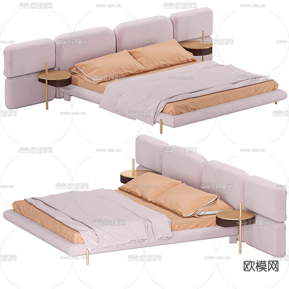 BAXTER 布艺双人床3d模型下载（渲染图1）