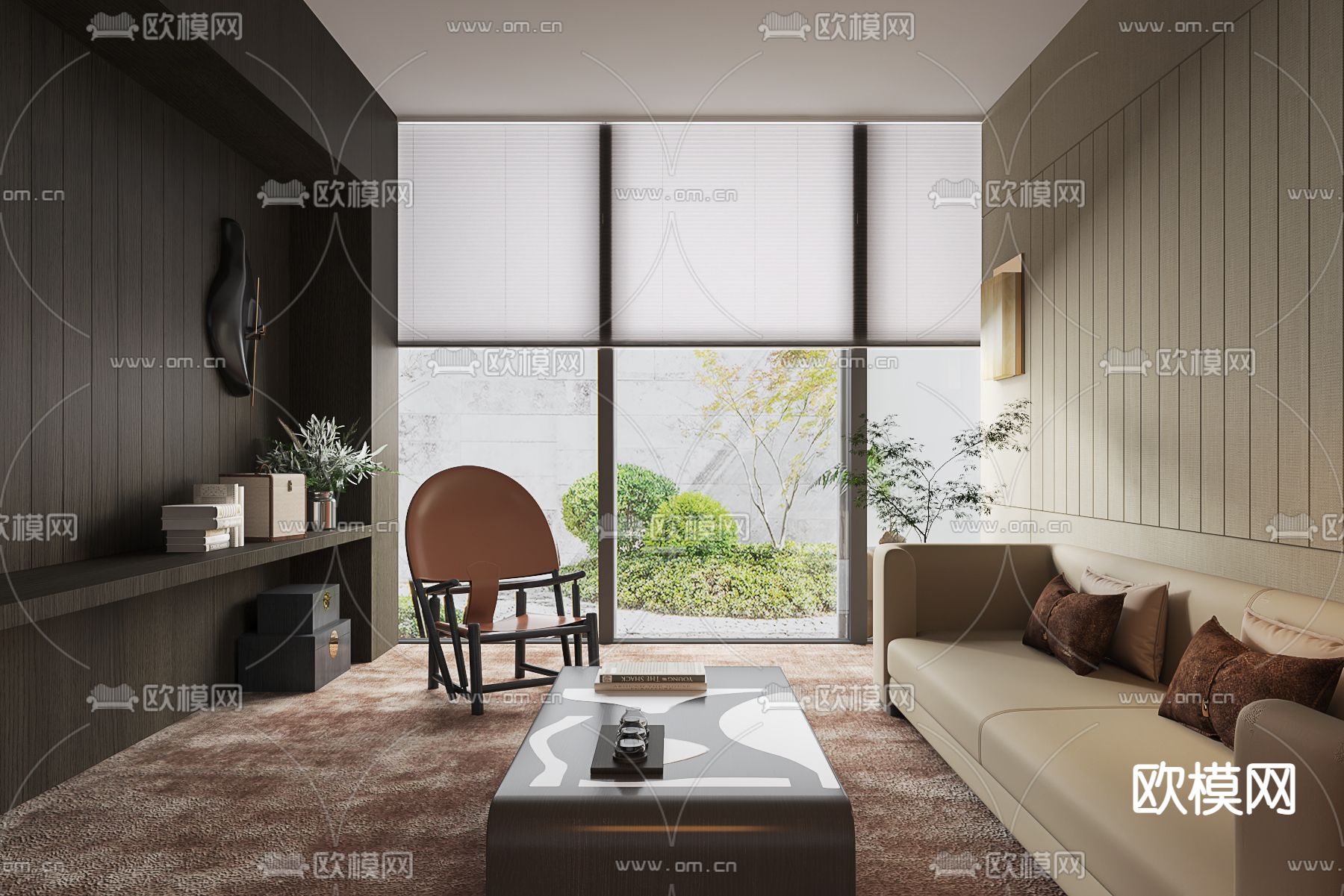春山秋水 新中式会客室3d模型下载_ID14143077_3dmax免费模型-欧模网
