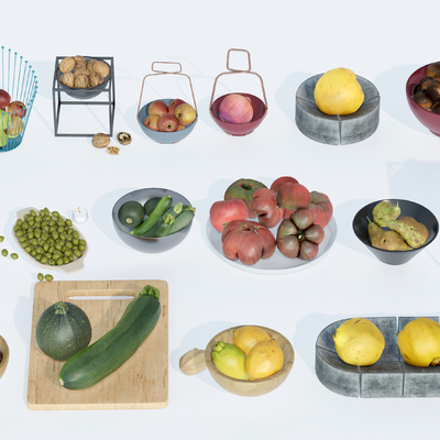  现代果盘蔬菜su模型 