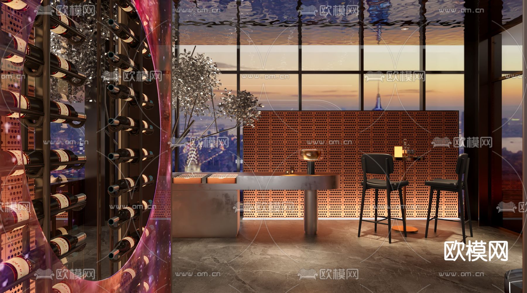 现代KTV酒吧大堂走廊3d模型下载（渲染图4）