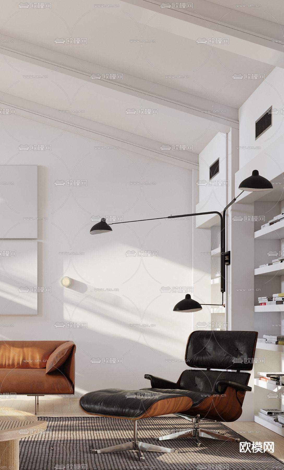 现代皮革休闲躺椅3d模型下载