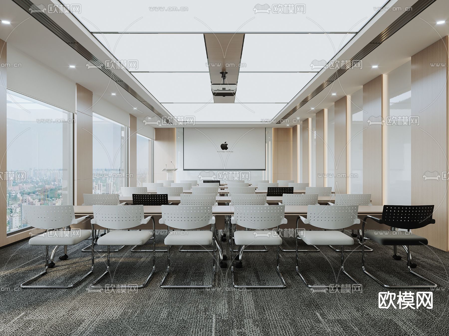 现代会议室培训师su模型下载（渲染图1）