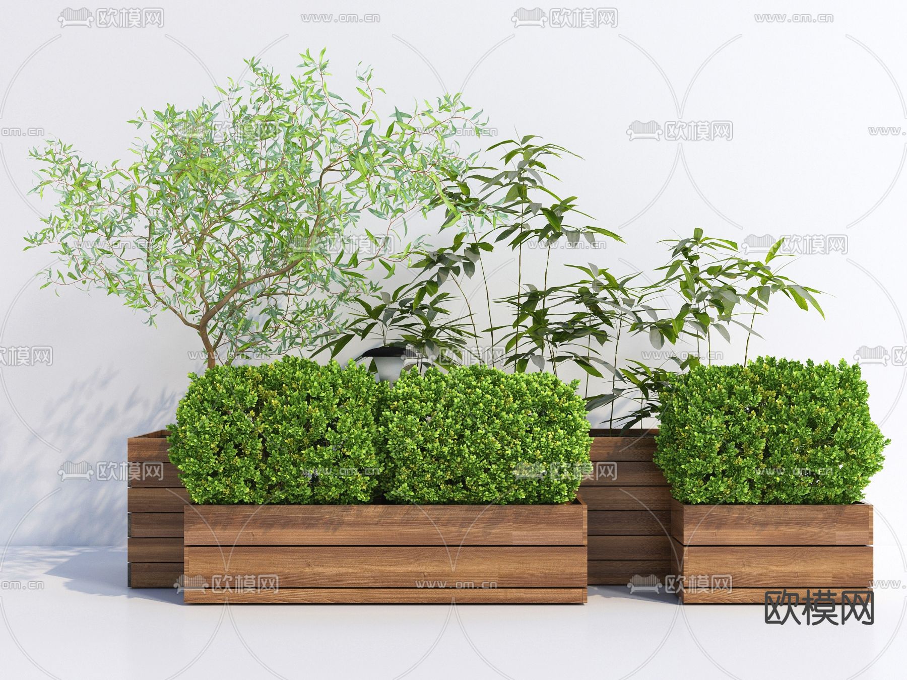 现代绿植花箱3d模型下载
