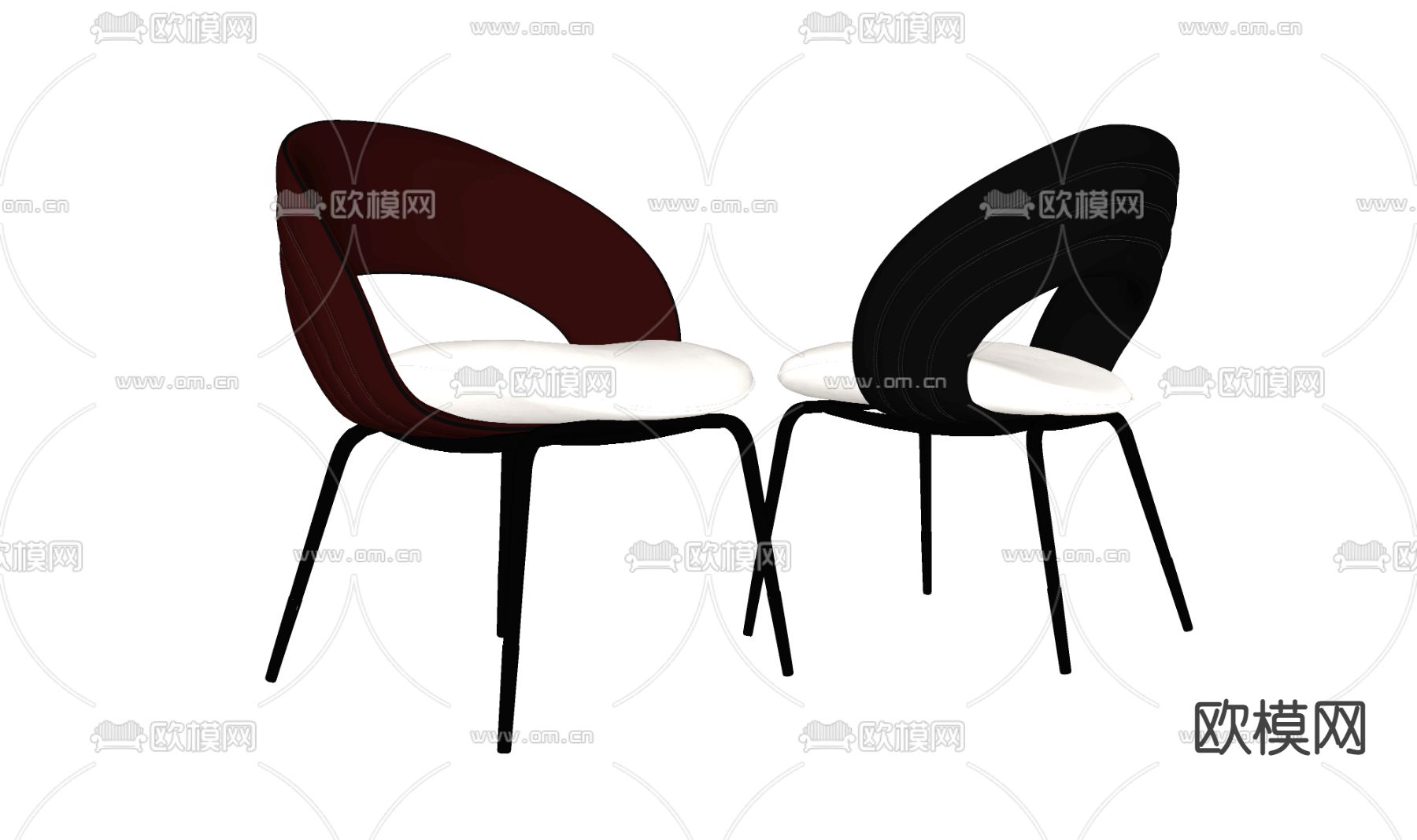 现代单椅餐椅su模型下载（渲染图2）