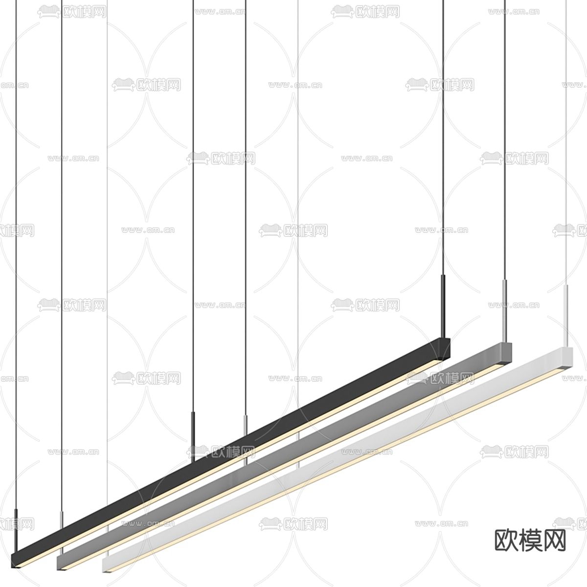 现代简约长条办公吊灯3d模型下载_ID12011867_3dmax免费模型-欧模网