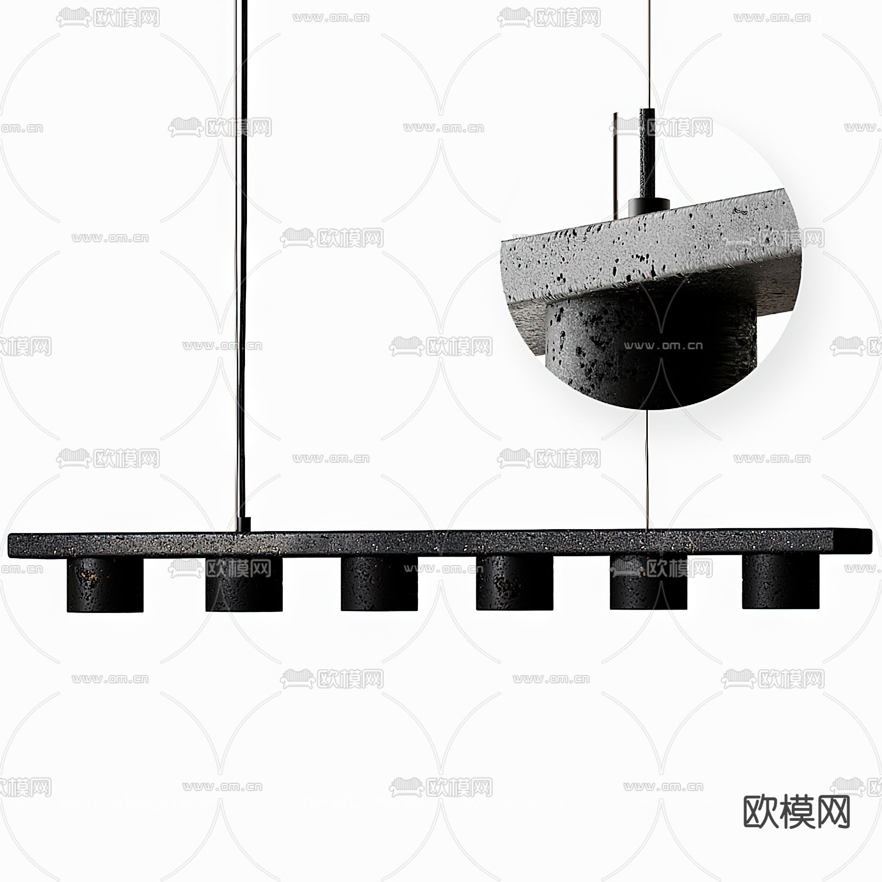 工业风金属多头吊灯3d模型下载（渲染图1）