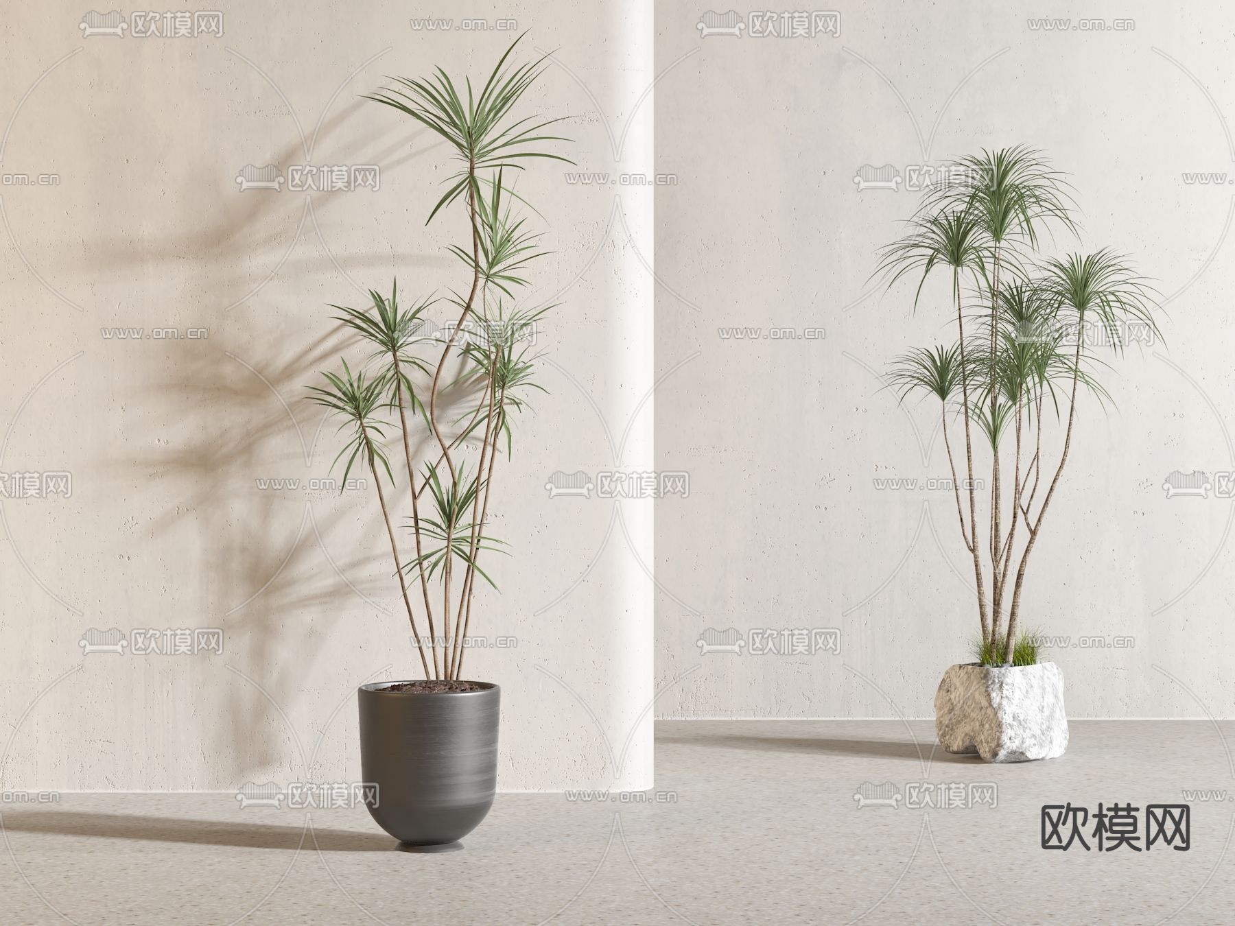 侘寂植物盆栽3d模型下载_ID12014704_3dmax免费模型-欧模网