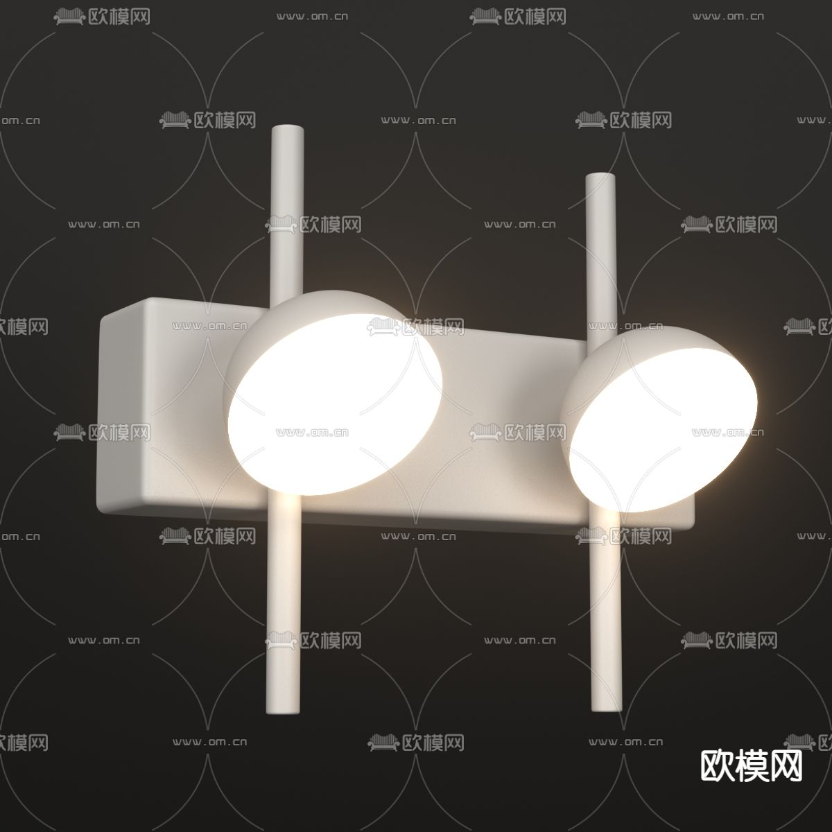 现代MANTR双头壁灯3d模型下载（渲染图2）