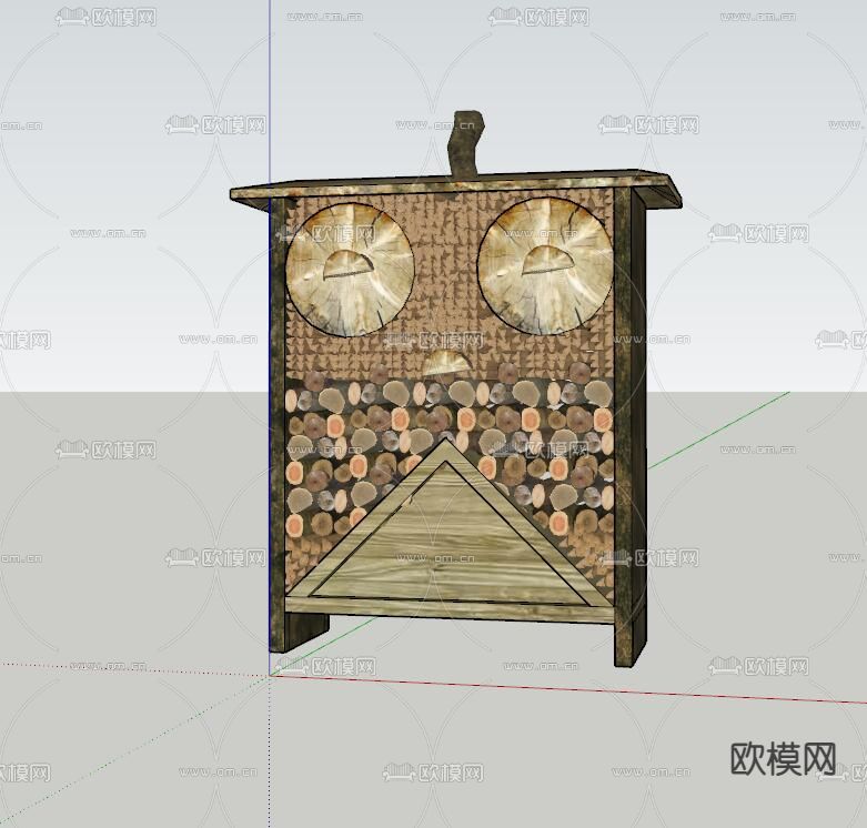 自然风户外垃圾桶su模型下载（渲染图2）