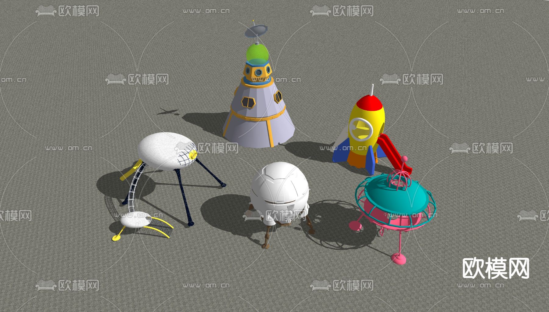 现代科幻儿童游乐设施su模型下载（渲染图2）