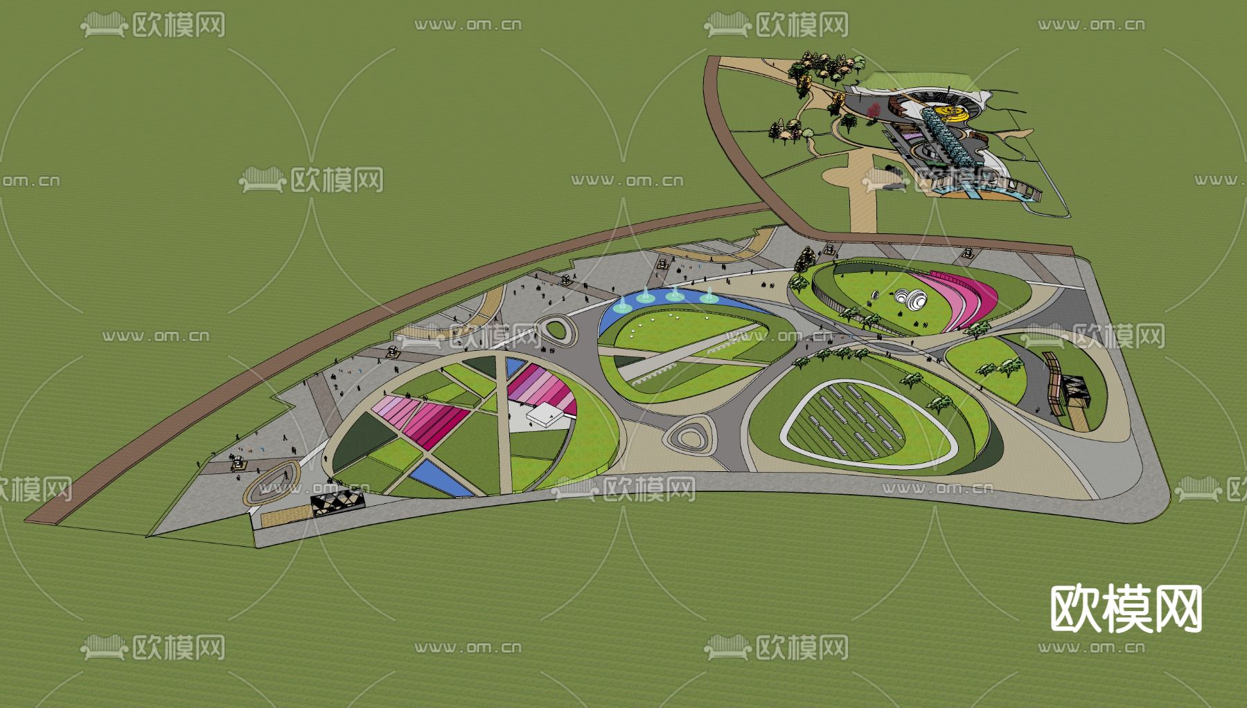 现代公园景观su模型下载（渲染图4）