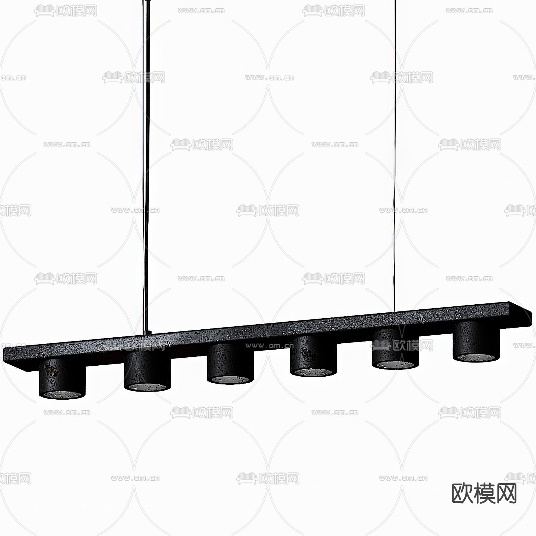 工业风金属多头吊灯3d模型下载（渲染图2）