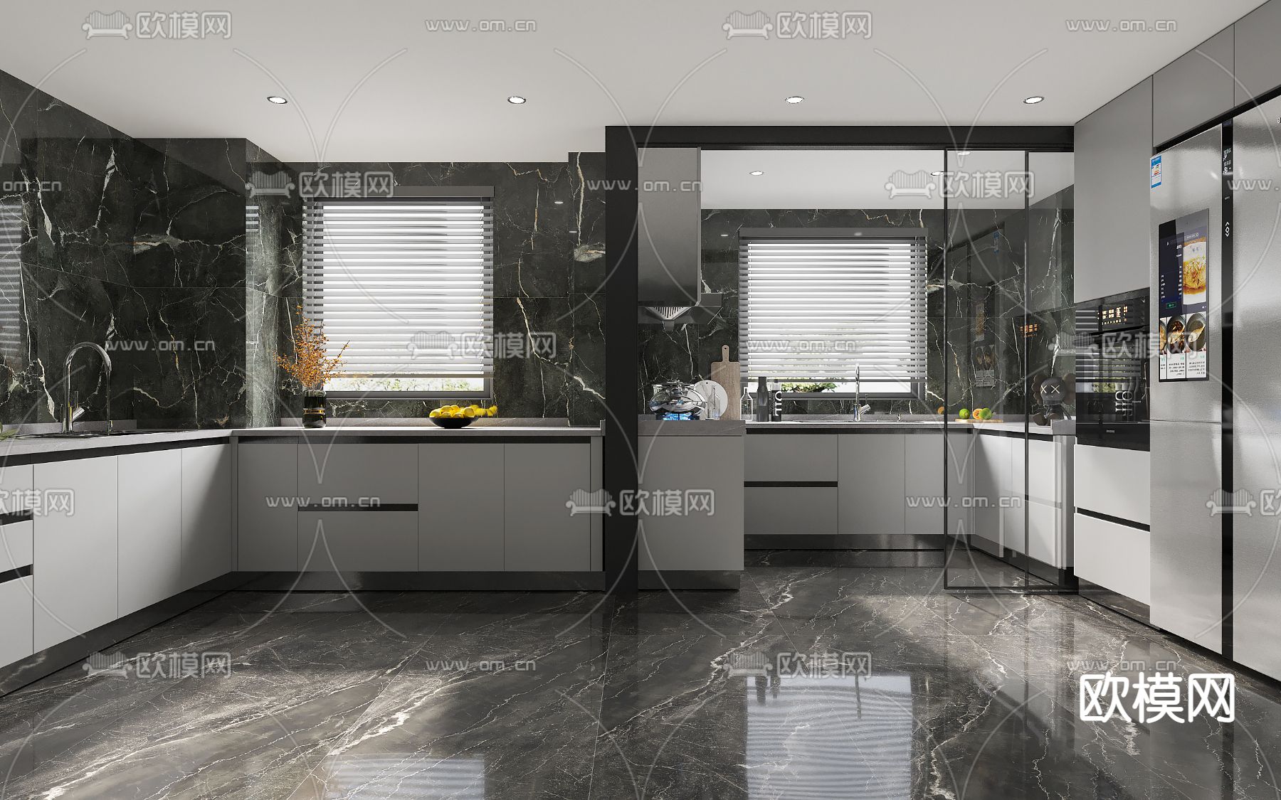 现代厨房3d模型下载