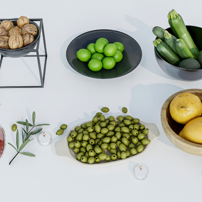  现代果盘蔬菜su模型 