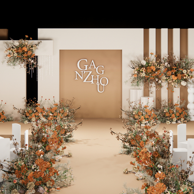  现代咖色婚庆婚礼su模型 