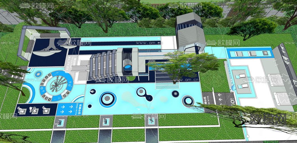 现代住宅区景观su模型下载（渲染图5）