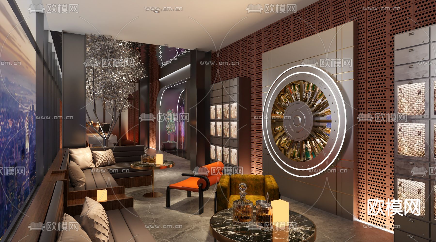 现代KTV酒吧大堂走廊3d模型下载（渲染图2）