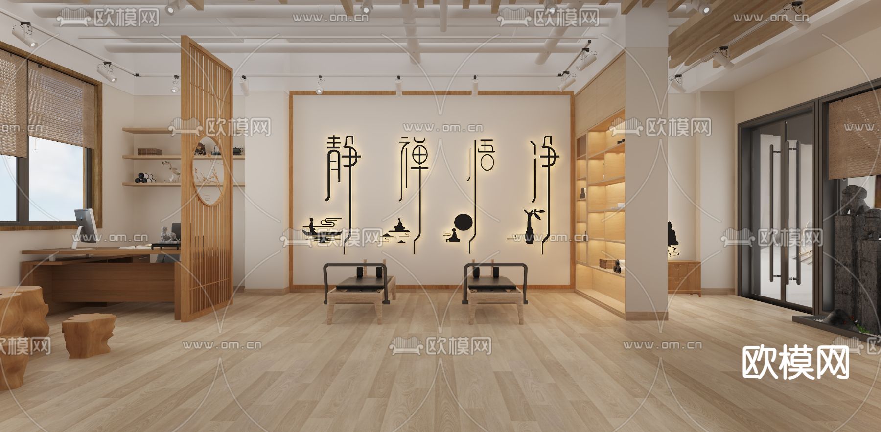 新中式健身房3d模型下载（渲染图2）