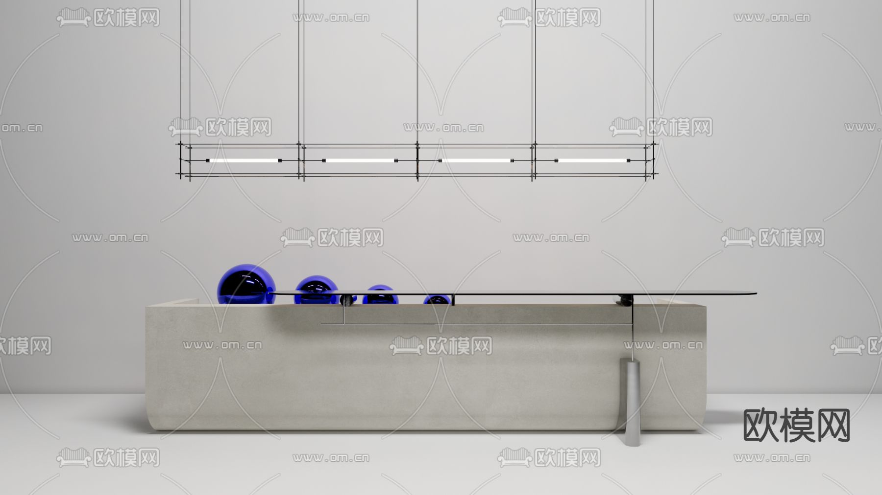 现代办公接待台su模型下载（渲染图1）