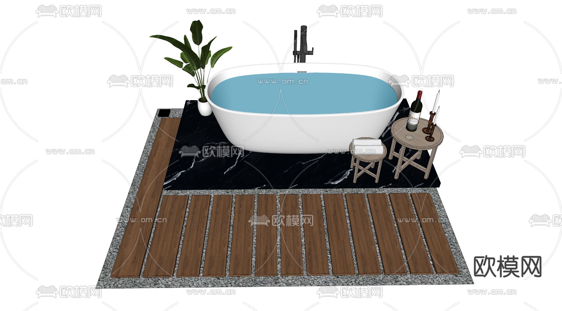 现代浴缸su模型下载（渲染图2）