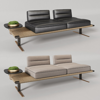  现代皮革休闲沙发su模型 