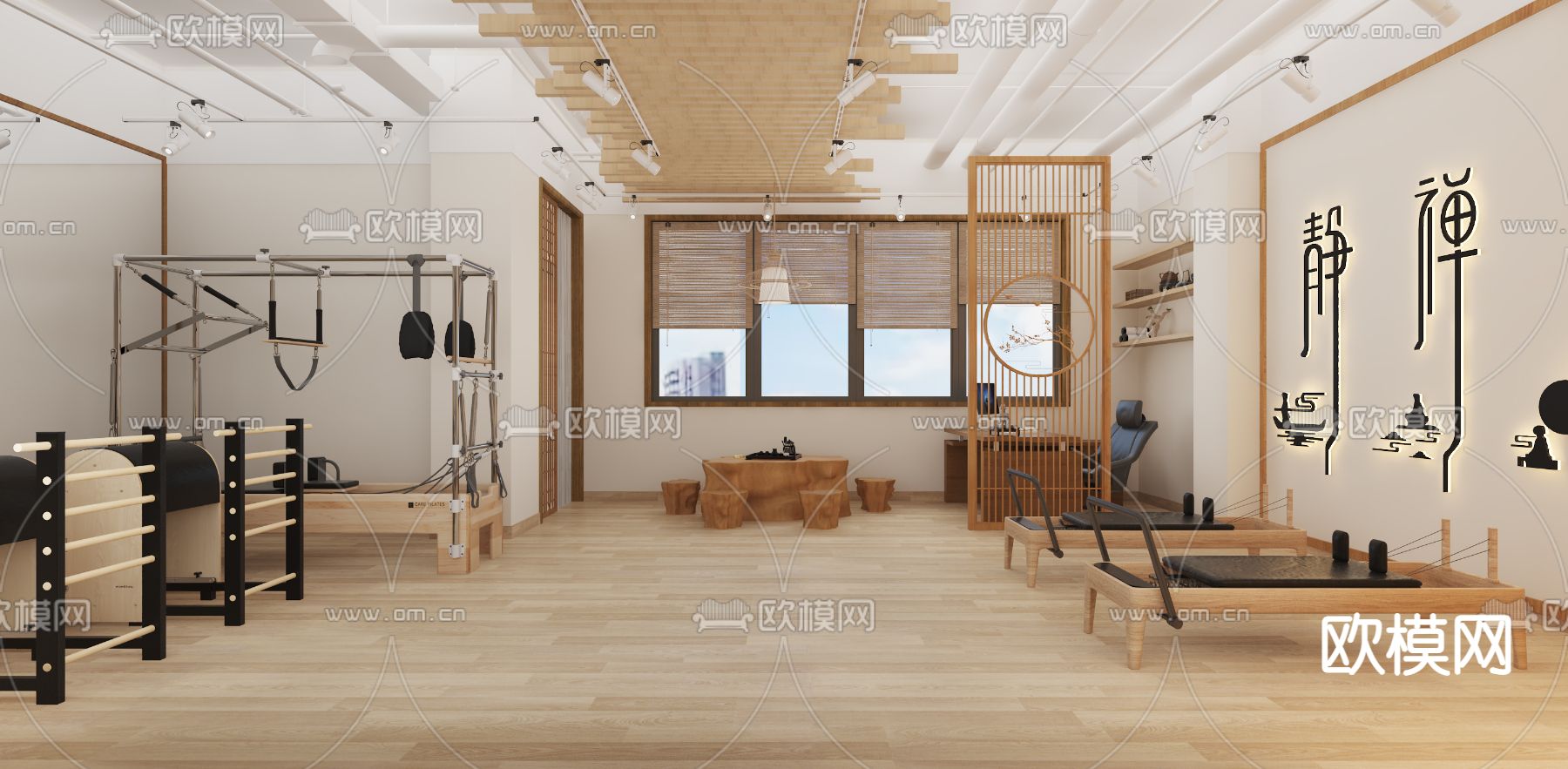 新中式健身房3d模型下载（渲染图1）