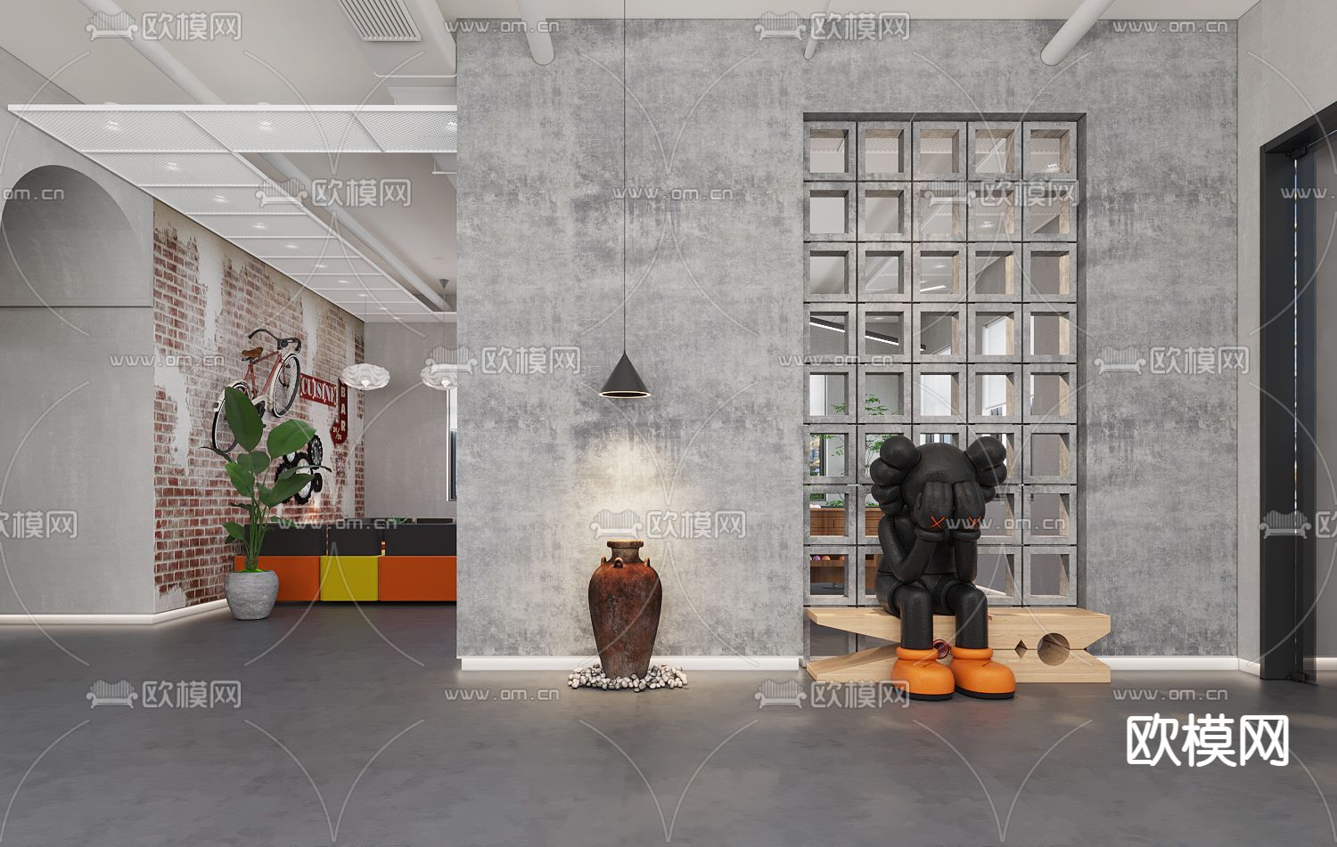 工业风休闲室3d模型下载（渲染图2）