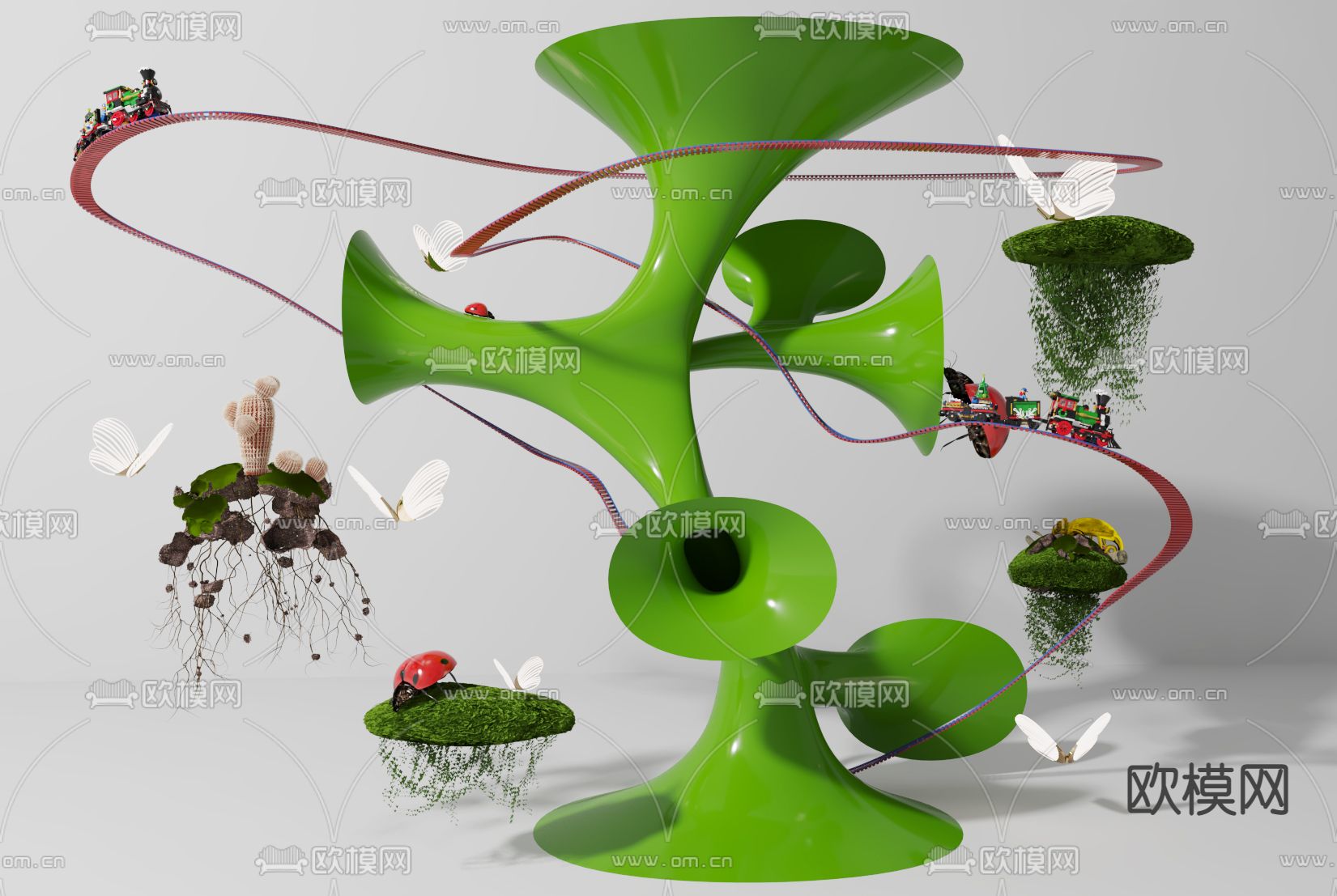 现代植物昆虫玩具3d模型下载（渲染图2）