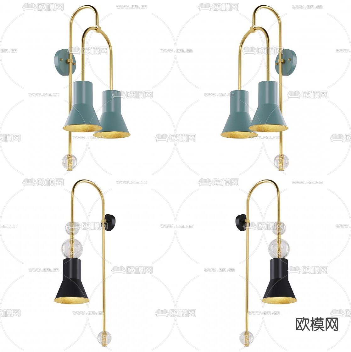 现代金属壁灯3d模型下载