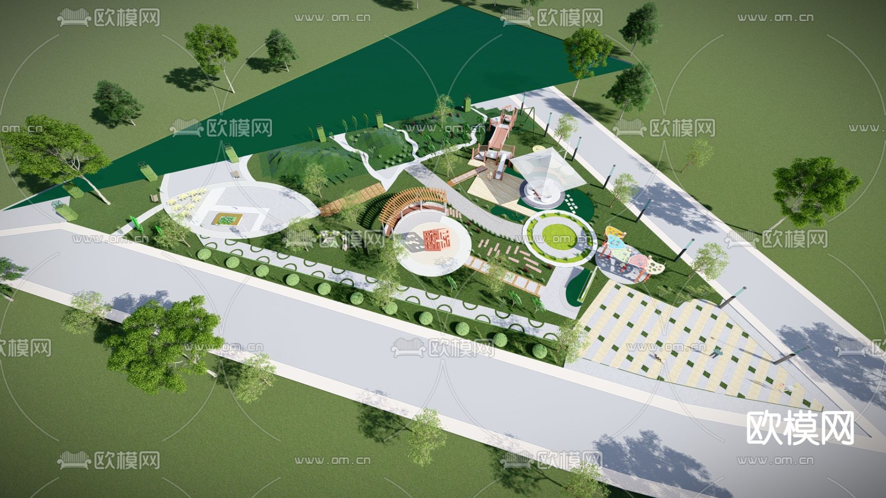 现代公园景观su模型下载（渲染图2）