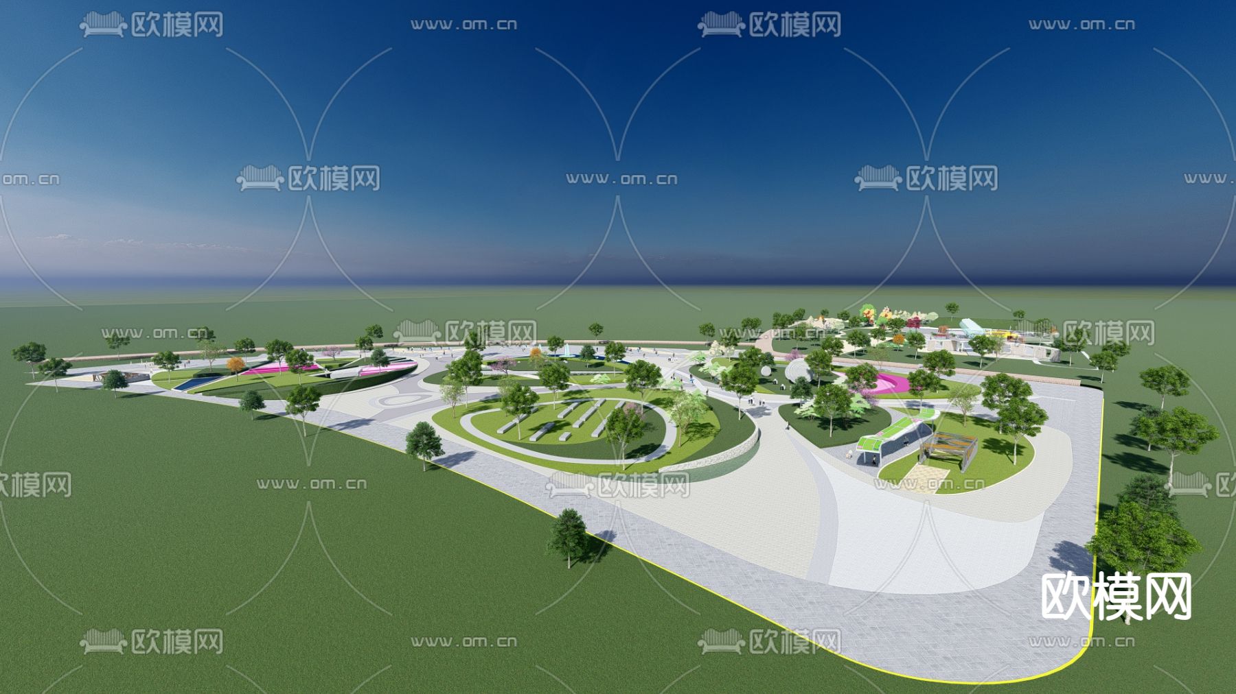 现代公园景观su模型下载（渲染图2）
