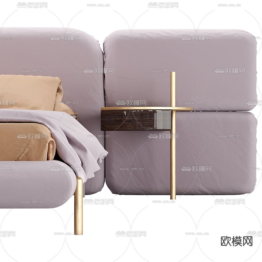 BAXTER 布艺双人床3d模型下载（渲染图2）