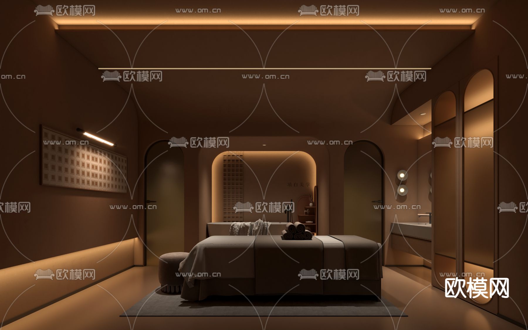现代spa美容会所护理房3d模型下载
