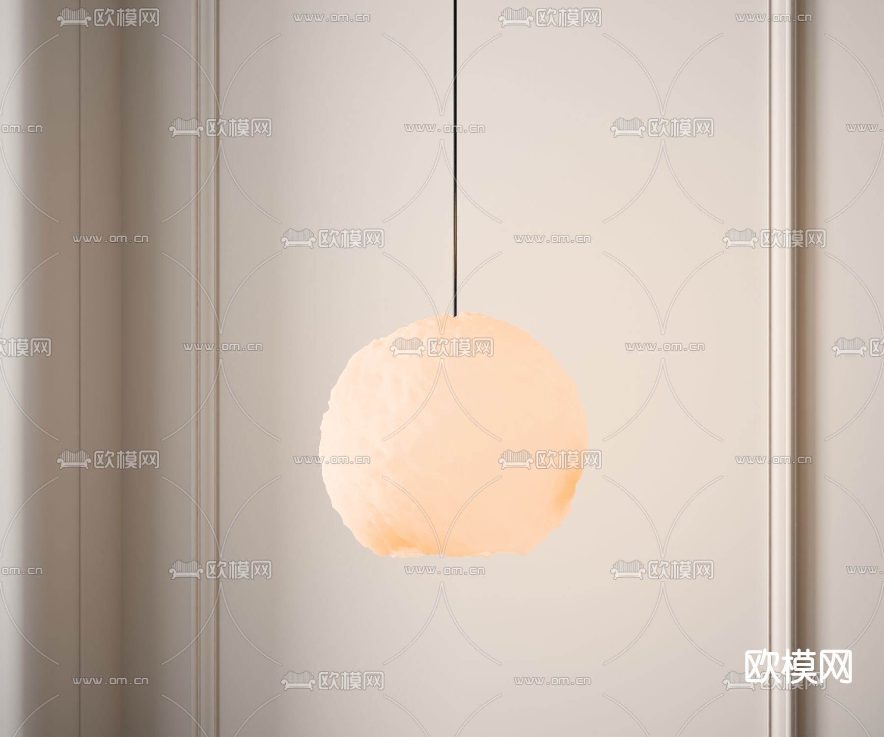 奶油风球型玻璃吊灯3d模型下载