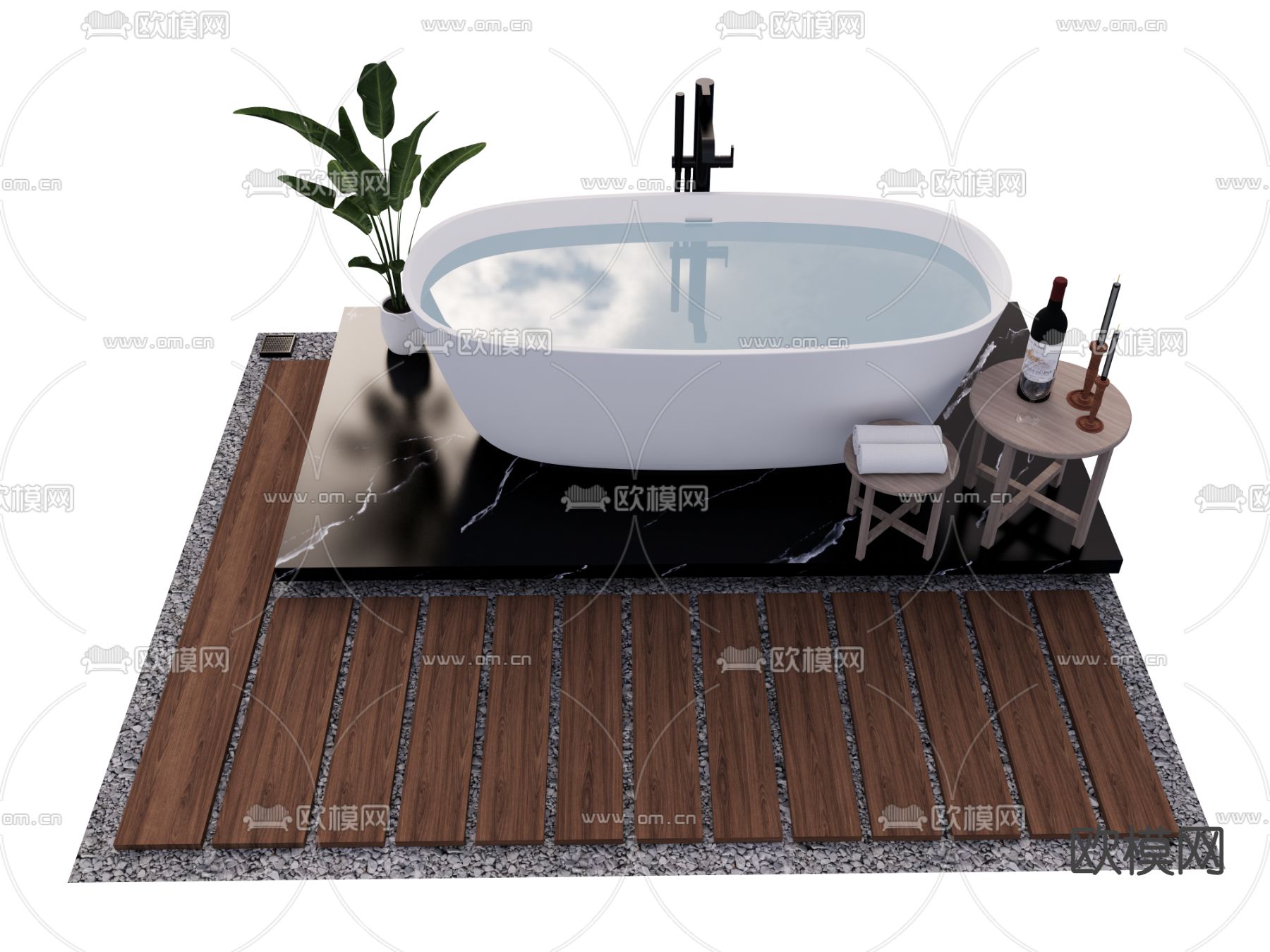 现代浴缸su模型下载（渲染图1）