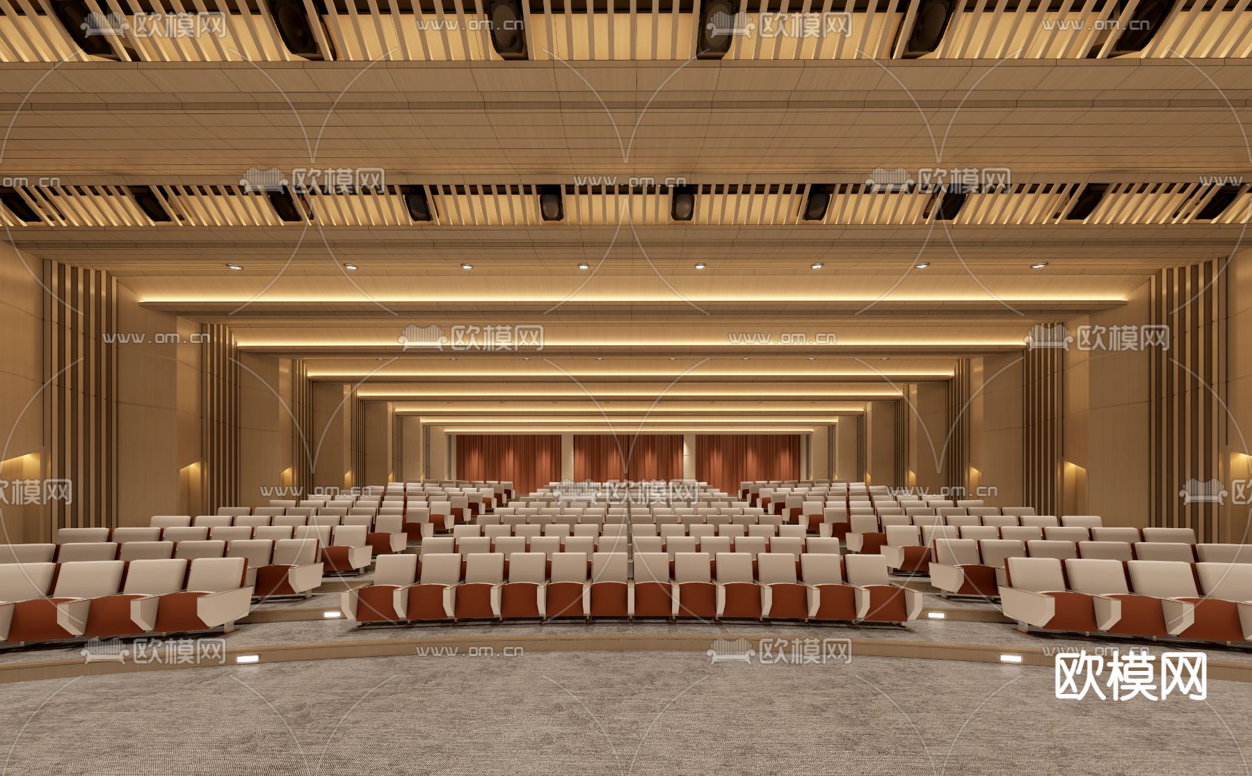 现代学校音乐礼堂报告大厅3d模型下载（渲染图2）