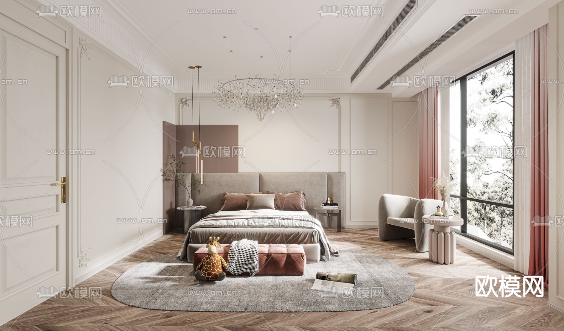 法式卧室主人房3d模型下载