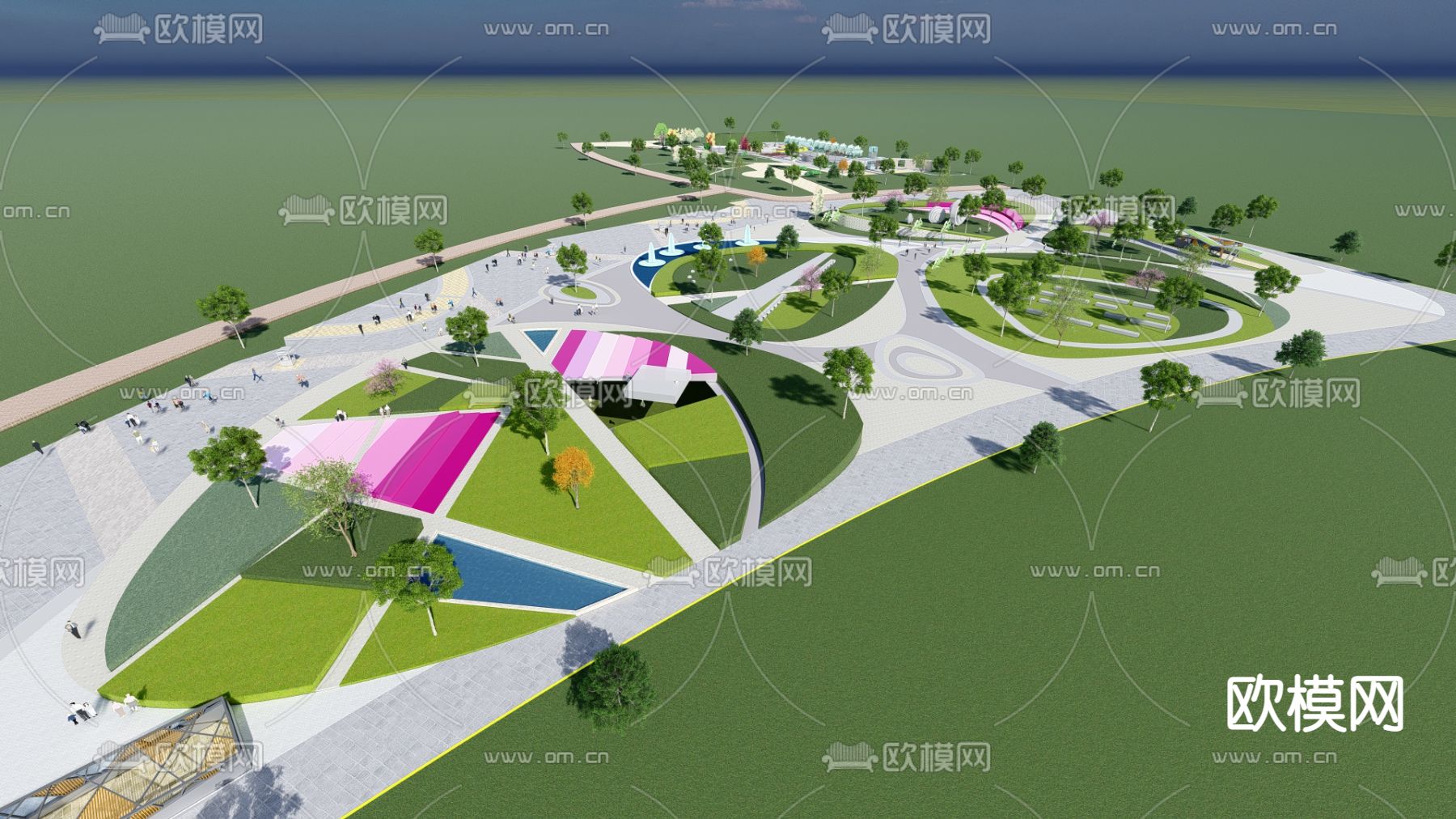 现代公园景观su模型下载（渲染图3）