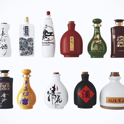  新中式酒水饮料su模型 