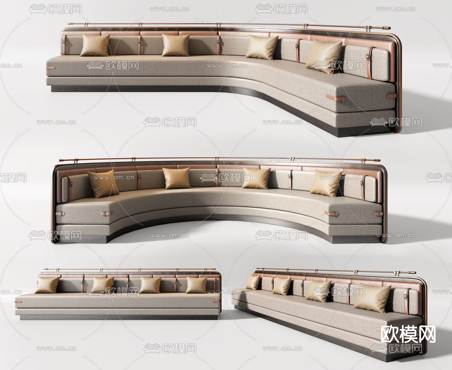 现代卡座多人沙发su模型下载（渲染图1）