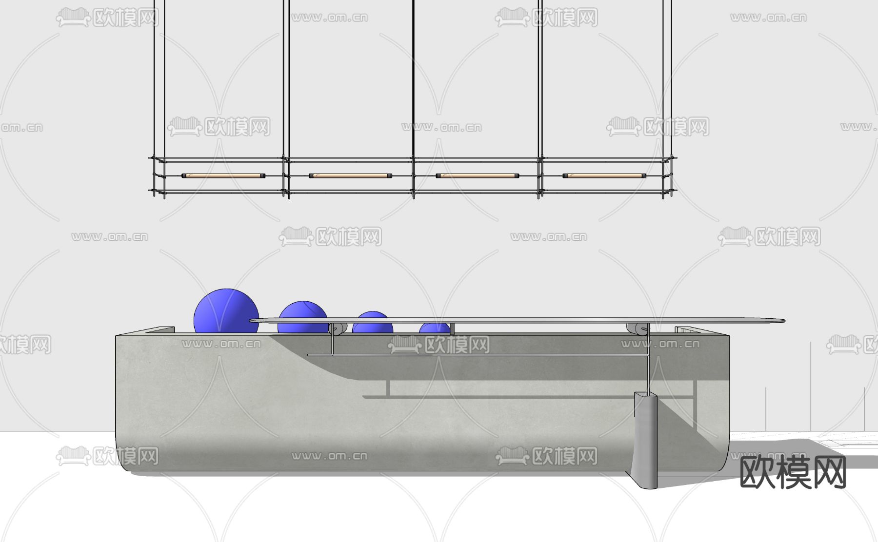 现代办公接待台su模型下载（渲染图2）