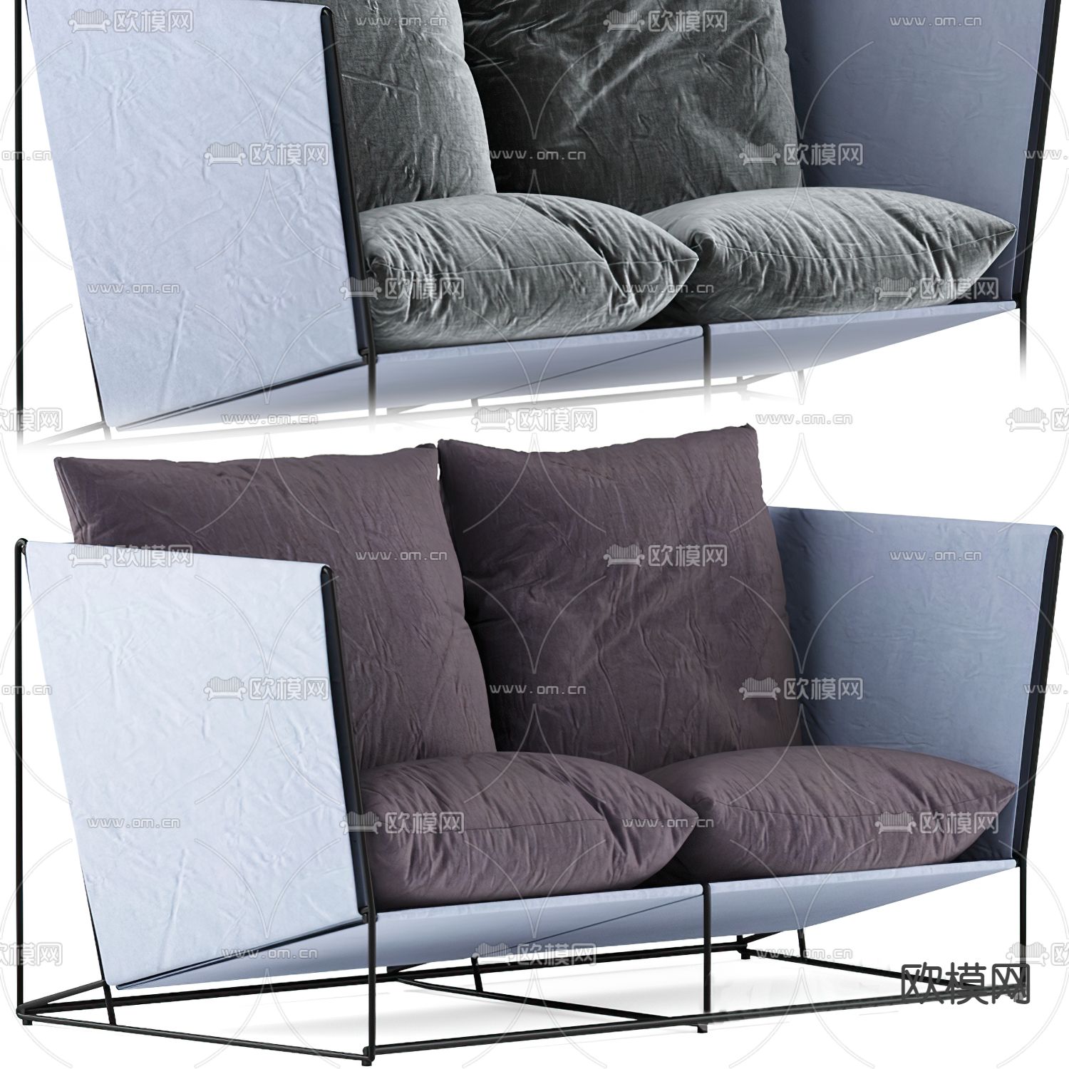 Lema 蓝色双人沙发3d模型下载（渲染图2）