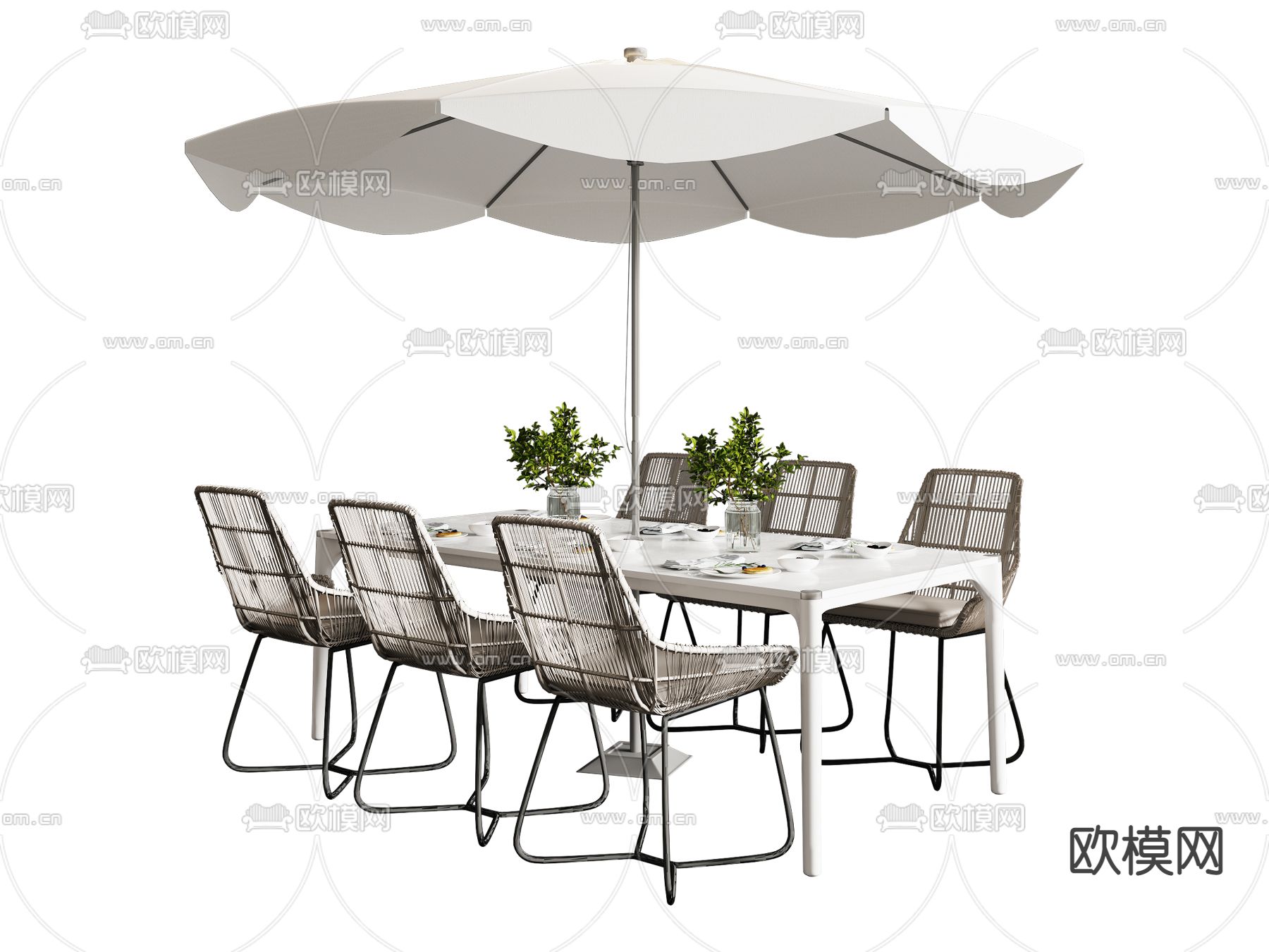 现代户外休闲桌椅3d模型下载